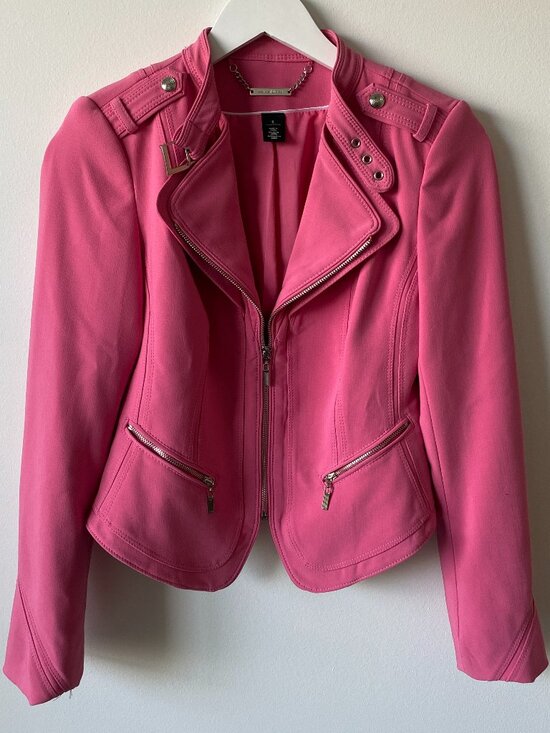White House Black Market Jackets & Blazers - White House Black Market Pink Moto Jacket | Size 0 | Chic Fitted Blazer